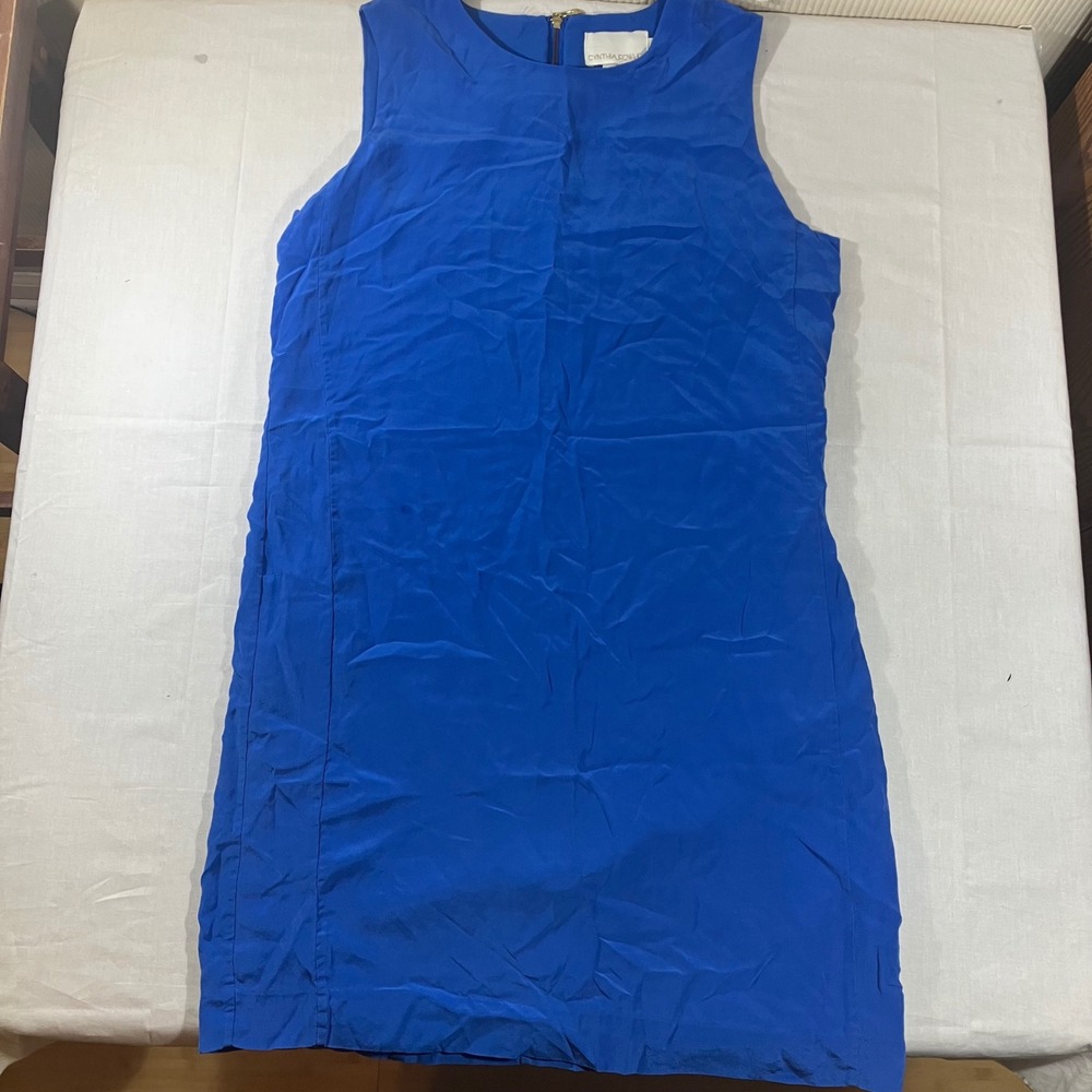 Cynthia Rowley Royal Blue 100% Silk Sleeveless Shift Mini Dress Size 8